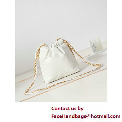 Chanel Shiny Calfskin  &  Gold-Tone Metal CHANEL 22 Mini Handbag AS3980 White